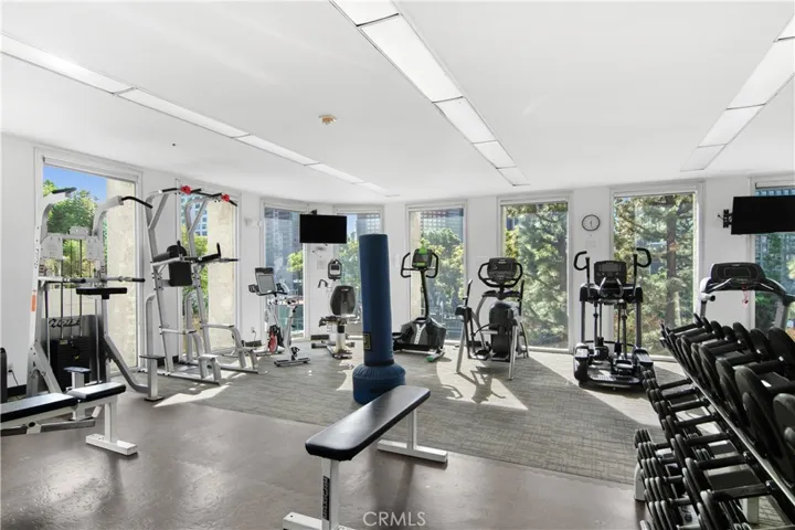 Two fitness centers with city views