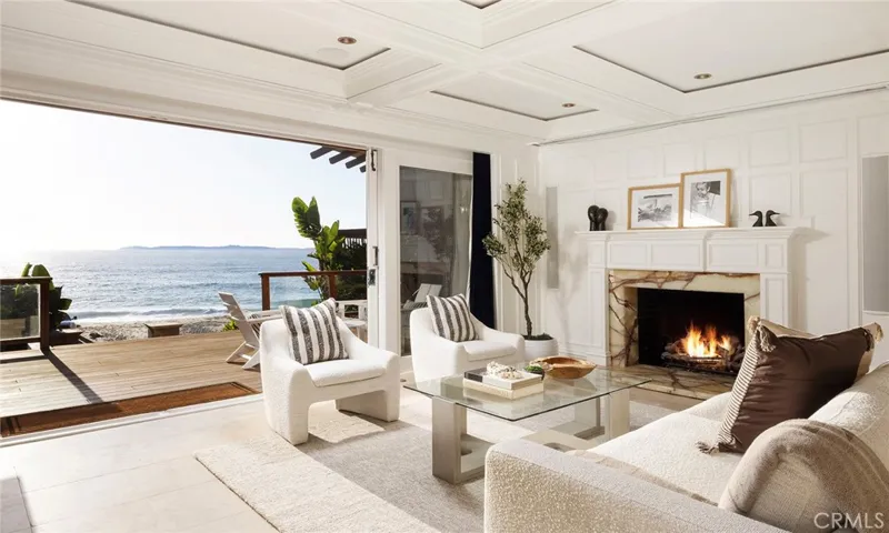 Downstairs media/family room and deck