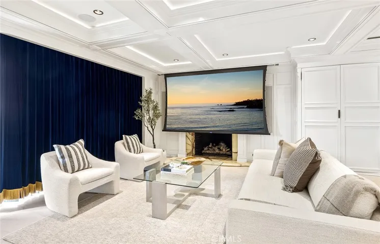 Media/Family Room Screen lowers from ceiling