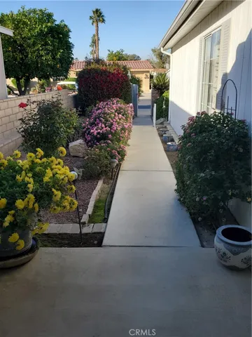 side walkway to street and garage