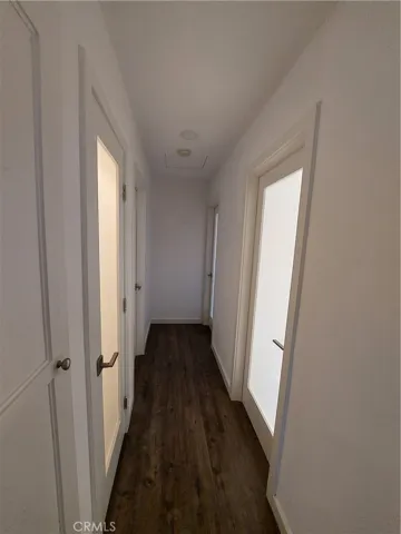 Hallway with glass inset doors