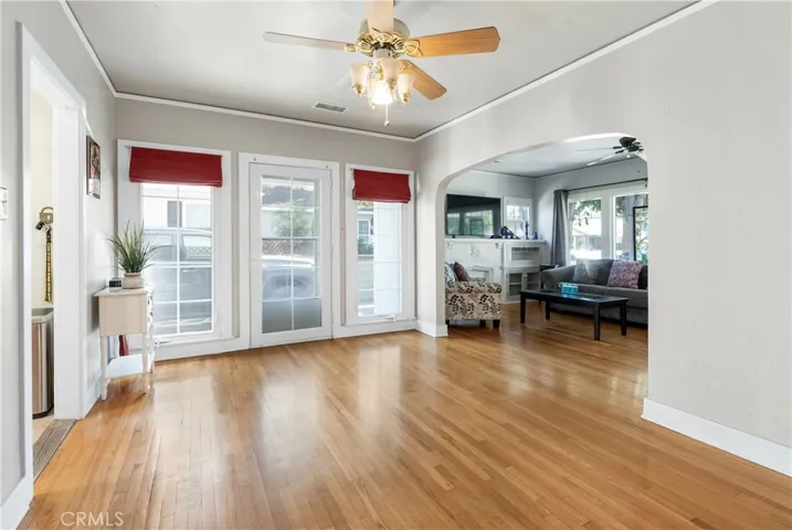View from formal dining room into the living room.