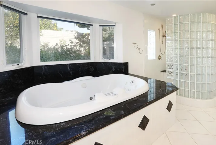 Primary bathroom tub and separate walk-in shower