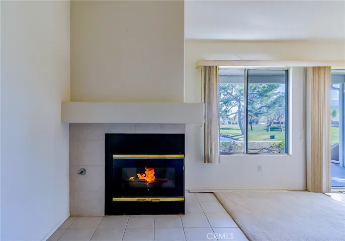 Living room fireplace.