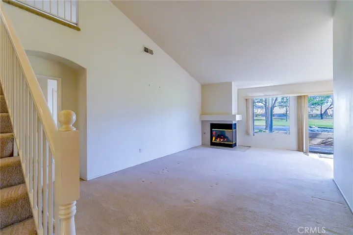 Living room with fireplace.