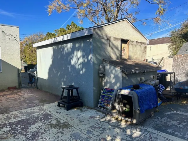 View of back of garage
