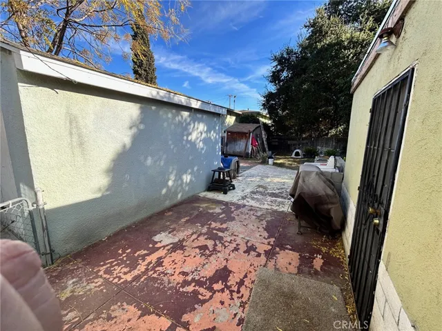 View of detached garage