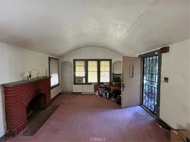 Entry area living room and fireplace