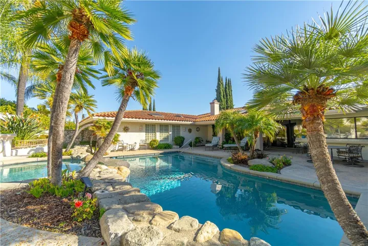 Beautiful landscaping around the pool