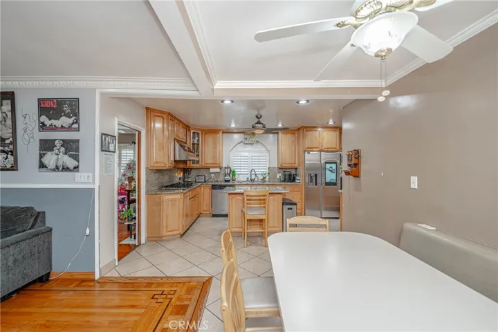 kitchen opens to breakfast nook