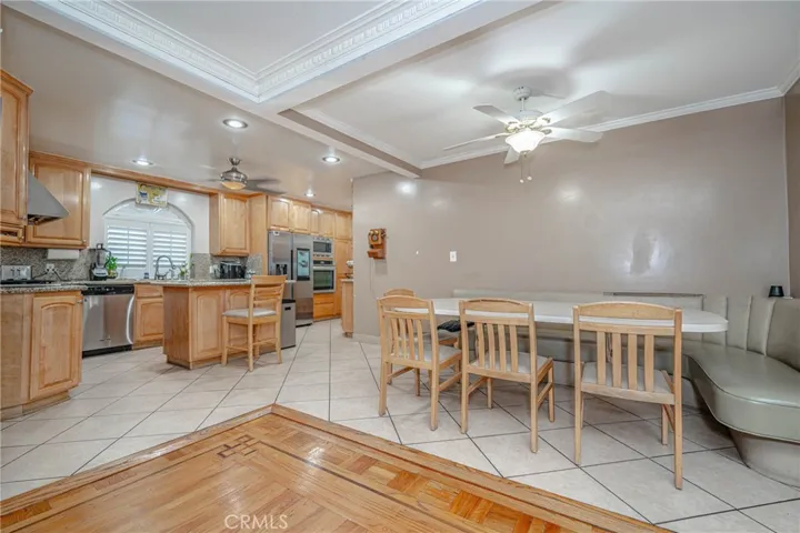 kitchen opens to breakfast nook
