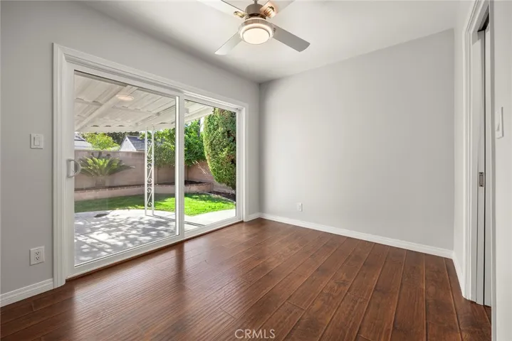 Dining room with new ceiling fan