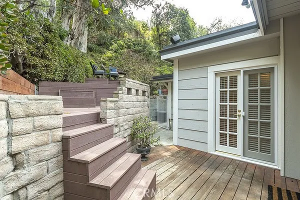 Previously staged. Backyard tiered decks.