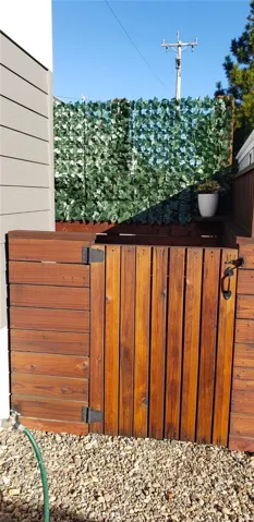Redwood fence.