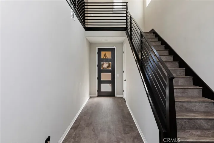 Gorgeous door with 4 frosted glass panels for modern-retro look