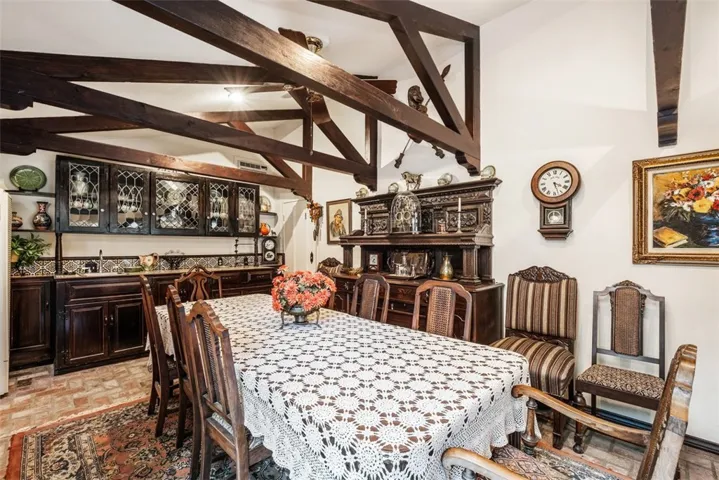 View of interior pool house with kitchenette
