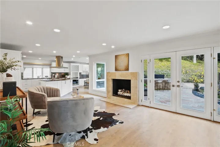 Family room and kitchen in background