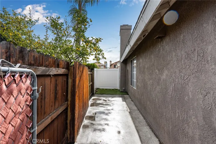 Concrete walk at side yard