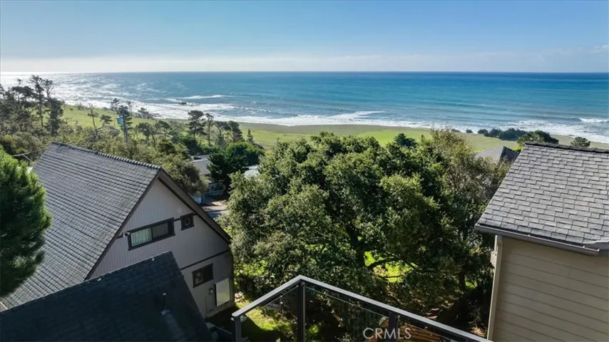 View from drone showing coastline.