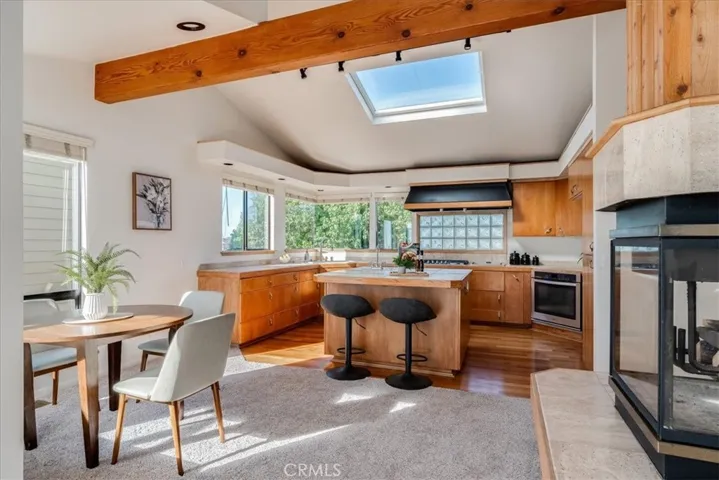 Another view of kitchen and dining area.