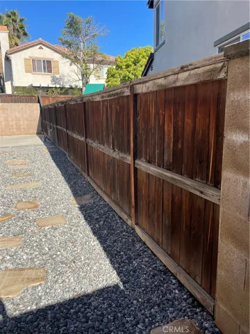 Wood fencing side yard