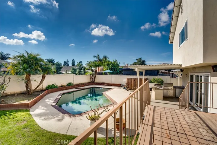 Backyard deck, access from kitchen slider.
