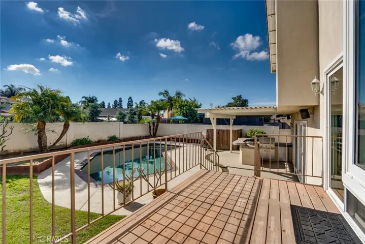 Backyard deck, access from kitchen slider.