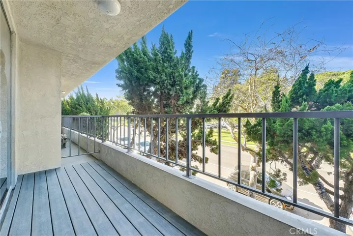 New polyvinyl chloride flooring at balcony with Southwest view of Bixby park and bluff.