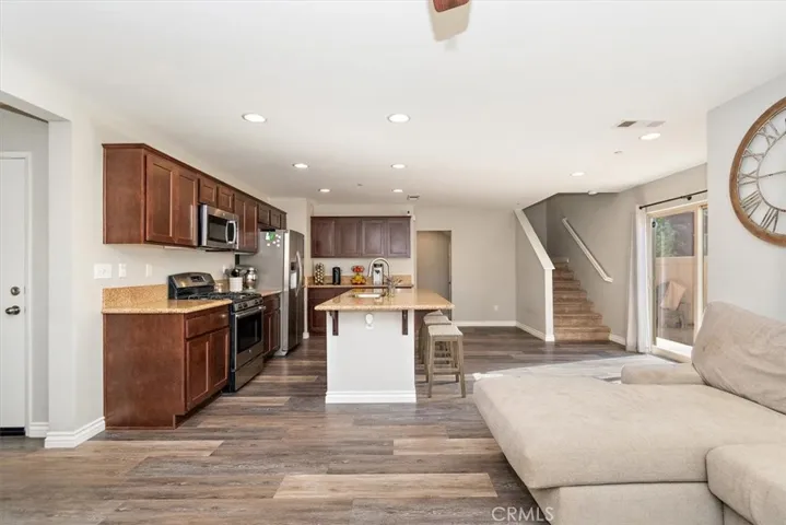 Kitchen opens directly to the family room.