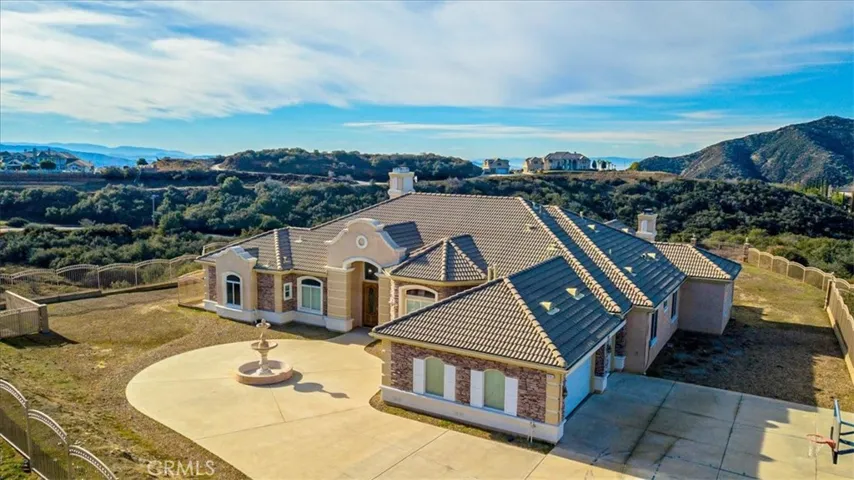 Aerial view of front of property.