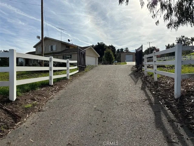 Gated entry with room for truck & trailer between road & gate.