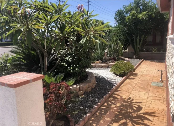 behind planter in front