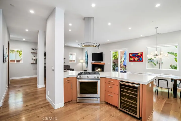Open kitchen lets you see all the living space downstairs.