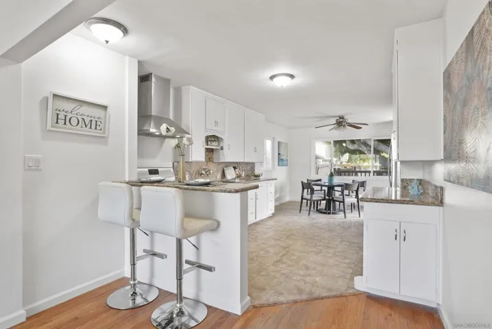 Breakfast bar overlooking kitchen