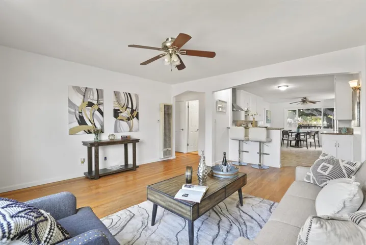 Direct line of sight from the front of the home all the way to the deck in the backyard.