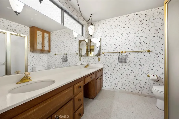 Primary bathroom with dual sinks