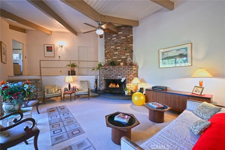 Dramatic wood burning Fireplace in LR.