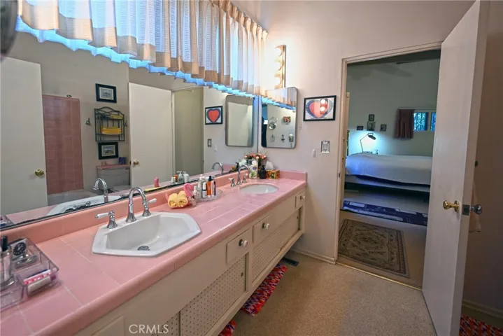 Main Bath, with raised cabinets.