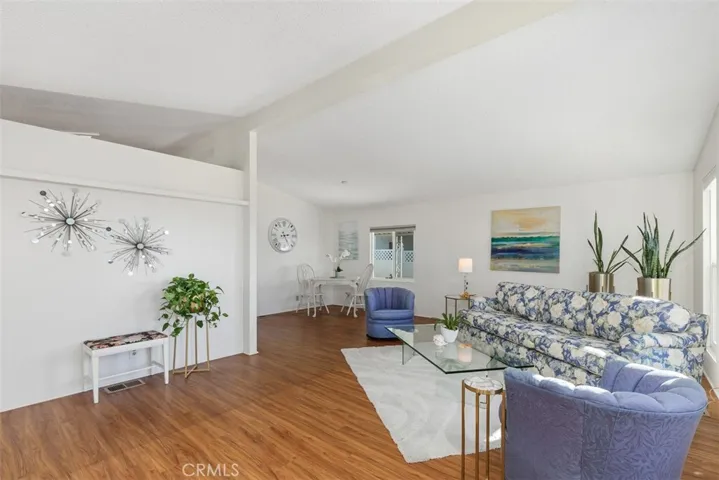 This large living room/dining room space has many design possibilities.
