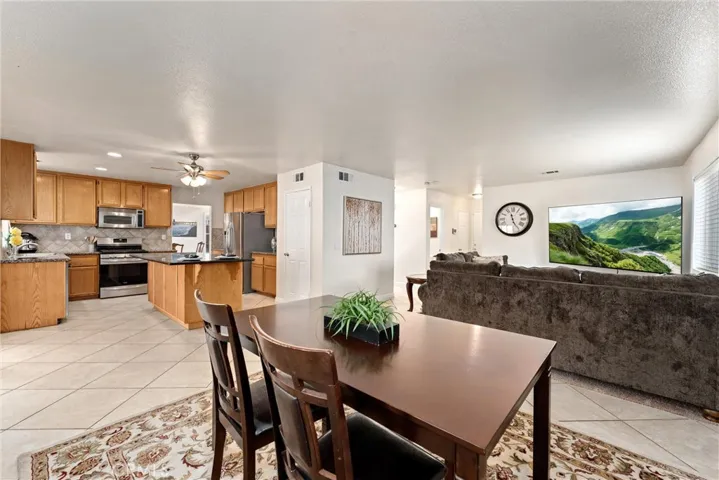 Open Concept Kitchen, Secondary Dining area and Family Room