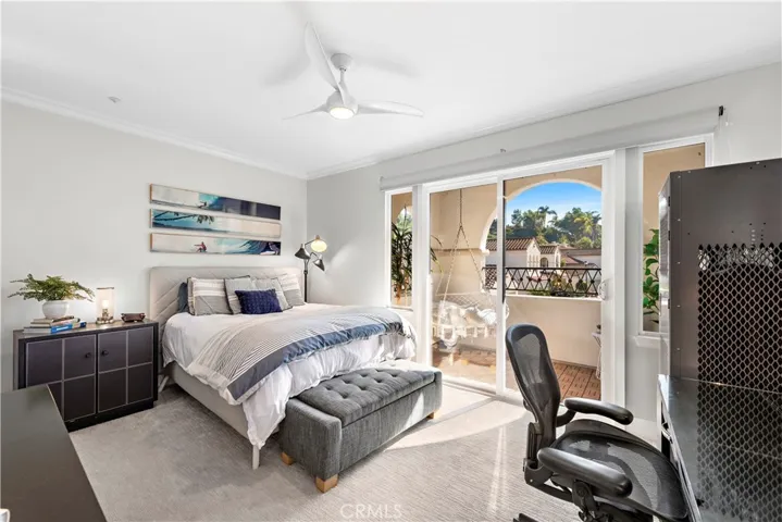 Upstairs Bedroom with Large Outdoor Balcony.