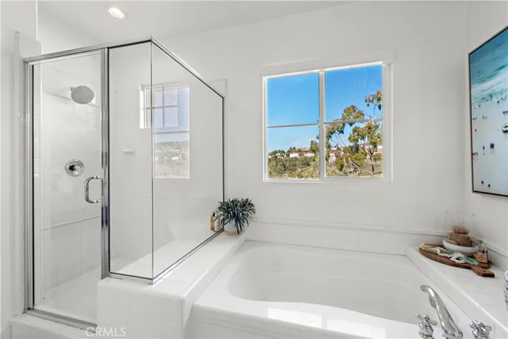 Large Soaking Tub with Shower.