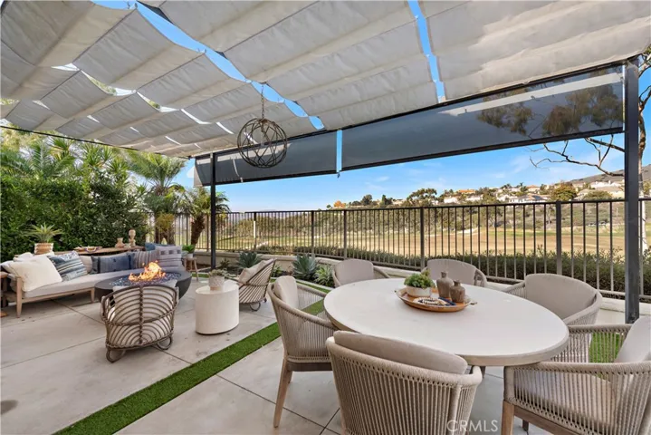 Outdoor Patio with remote control screens and canvas covers.