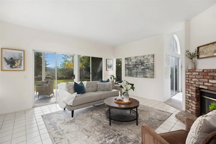 family room with fireplace