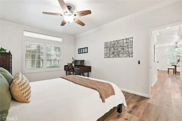 Another view of the master bedroom with entry on the right.