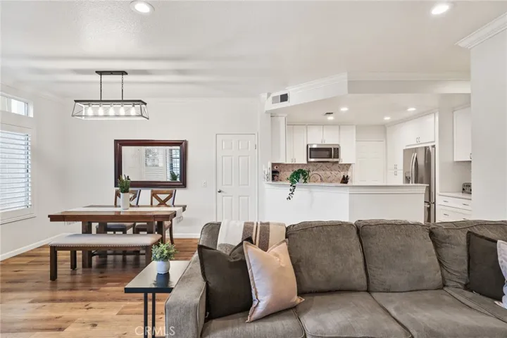 The spacious dining room and open kitchen.