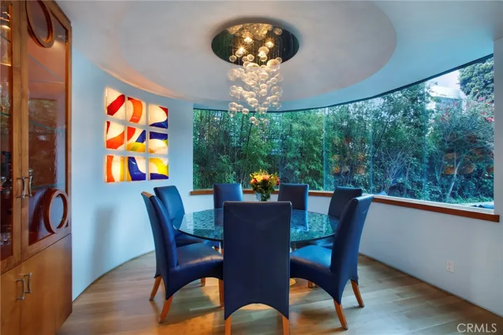 Soothing ambiance in this zen-like dining room.