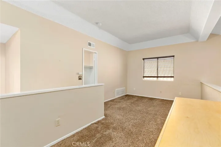 Loft with walk-in closet door on the left