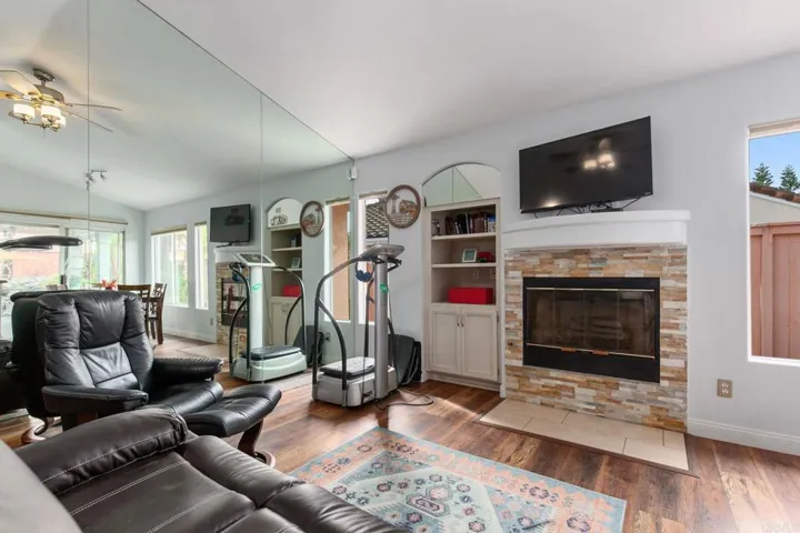 Family room - fireplace .