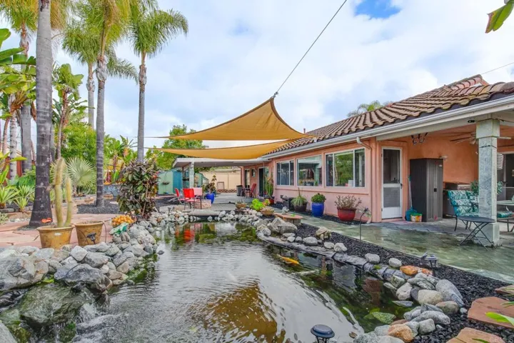 Amazing backyard with Koi Pond